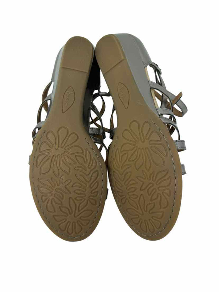 Shoe Size 10 Born Silver Leather Sandals