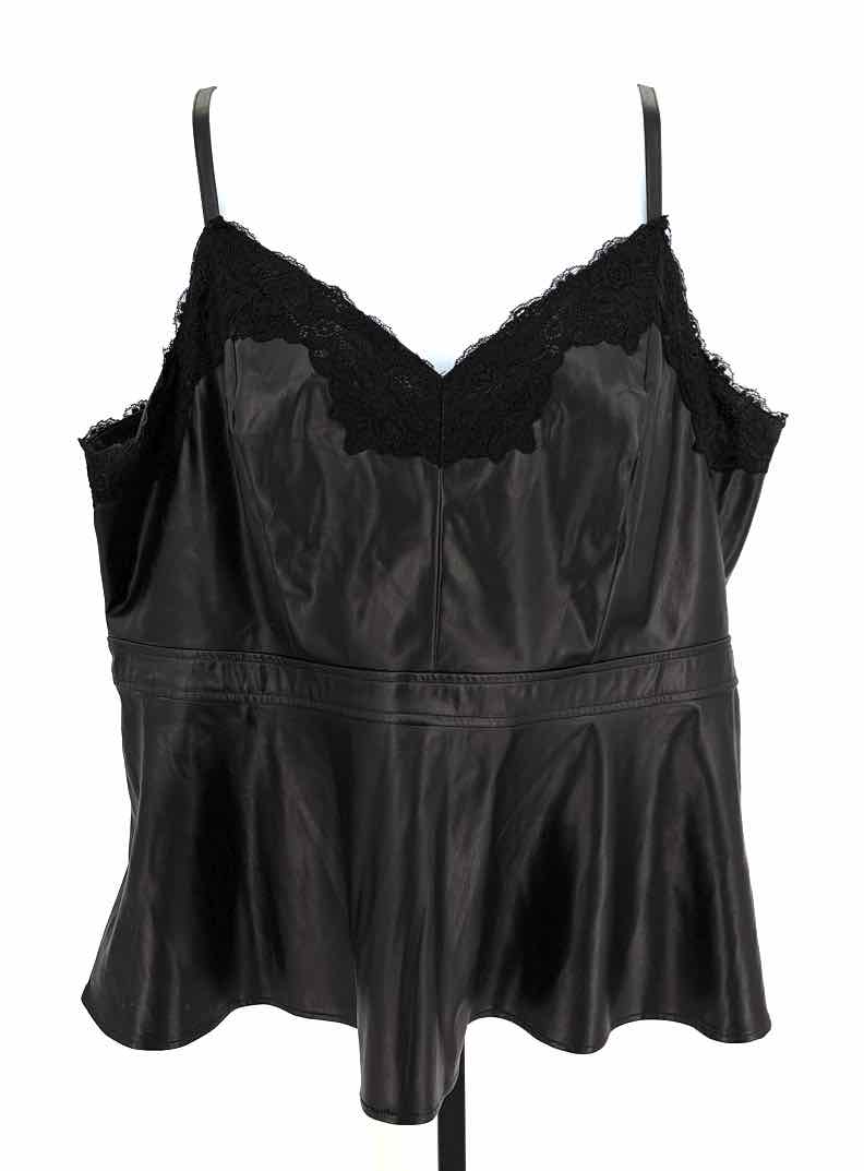 Size 3X Torrid Black Faux Leather Lace Shirt