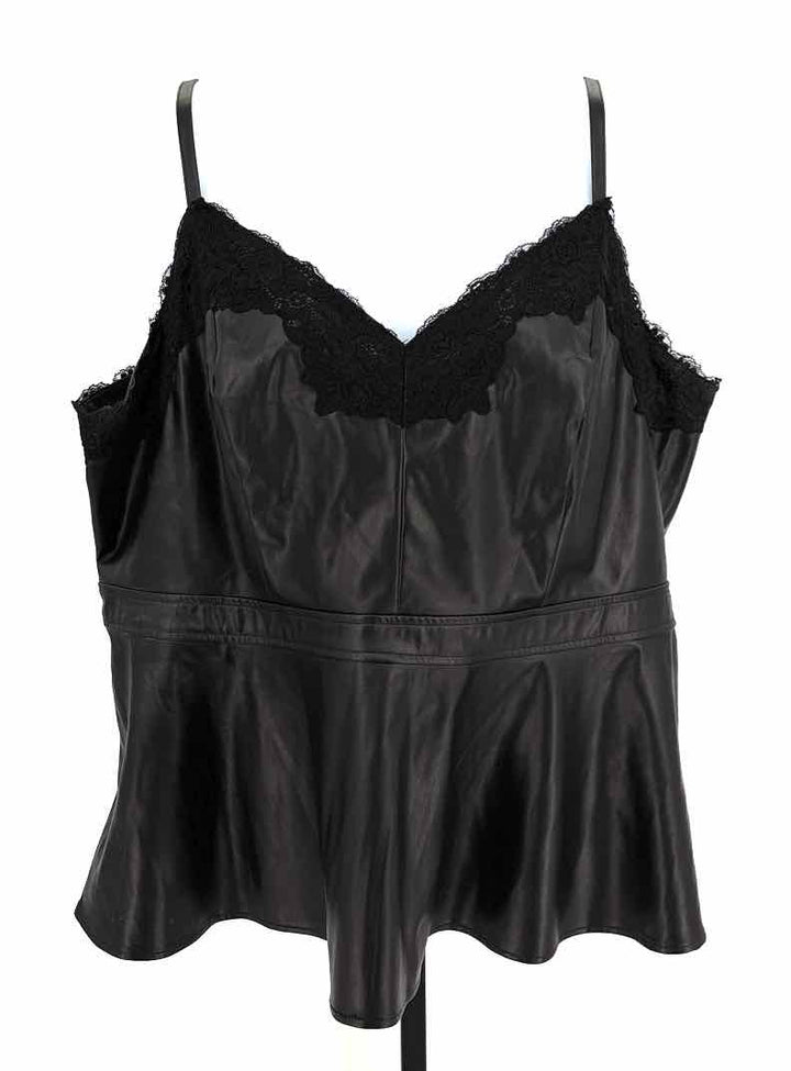 Size 3X Torrid Black Faux Leather Lace Shirt