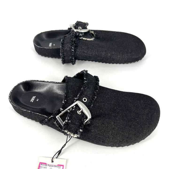 Shoe Size 41 ZARA Black Denim Clogs