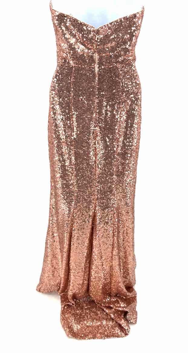 Size 0 ELLIE WILDE Rose Gold Sequined Dress