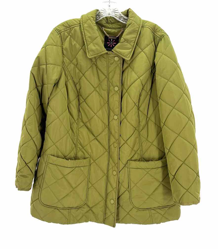 Size 1X ISSAC MIZRAHI Green Quilted Coat