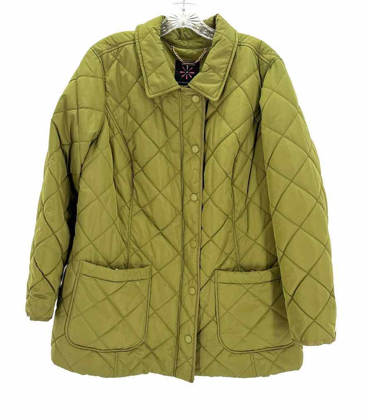 Size 1X ISSAC MIZRAHI Green Quilted Coat