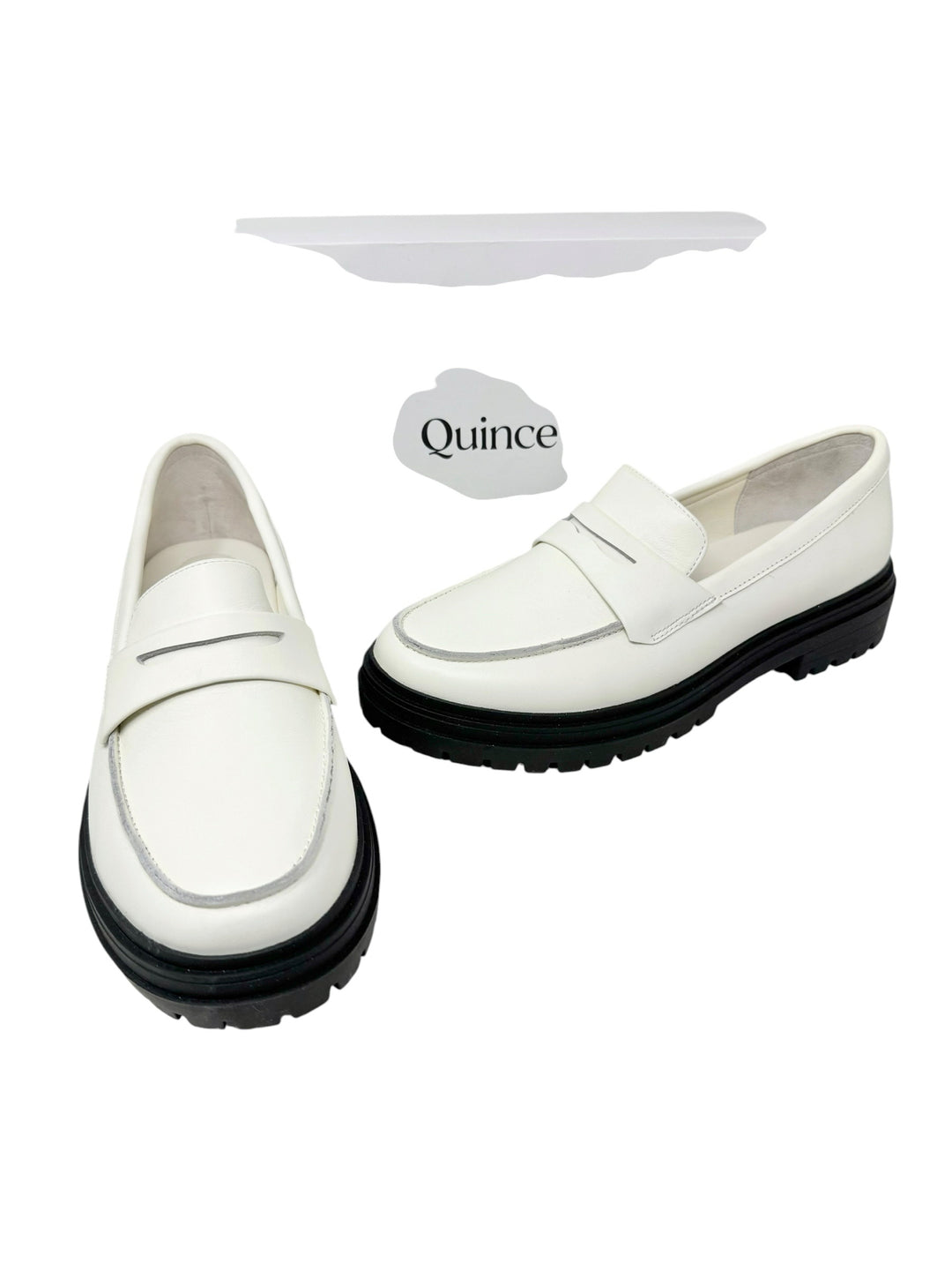 Shoe Size 9 QUINCE Cream Leather Loafers