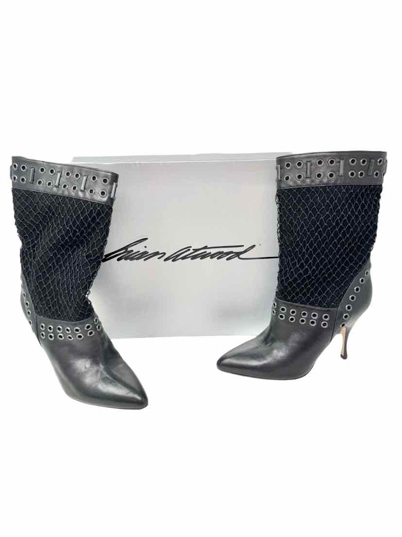 Shoe Size 38.5 BRIAN ATTWOOD Black Leather Boots