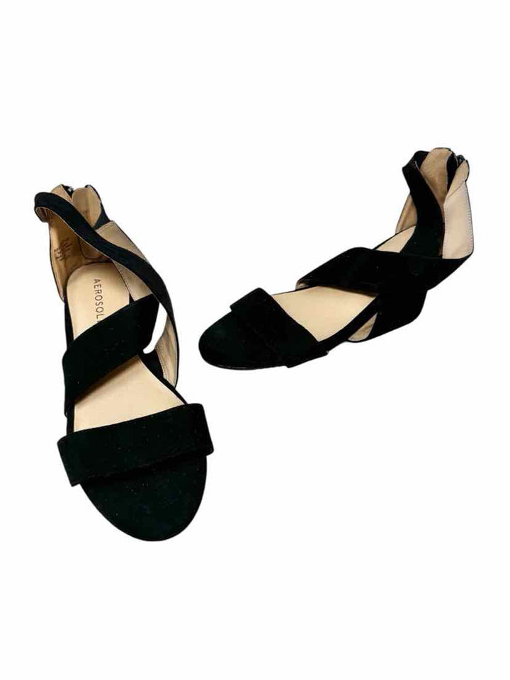 Shoe Size 9.5 AEROSOLES Black Suede Sandals