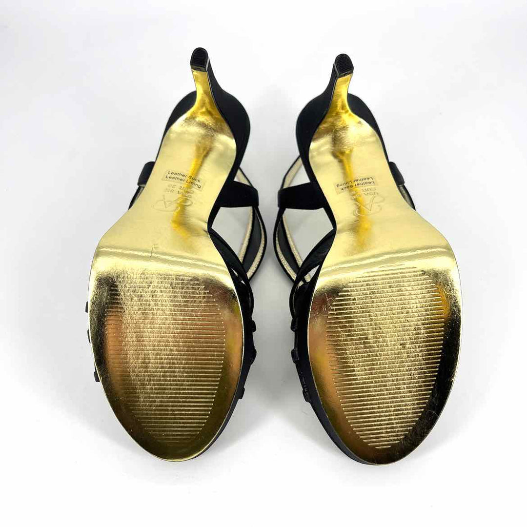 Shoe Size 8 Adrianna Papell Black Satin Mesh Heels