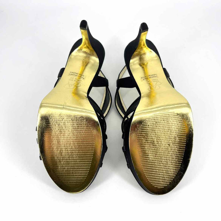 Shoe Size 8 Adrianna Papell Black Satin Mesh Heels