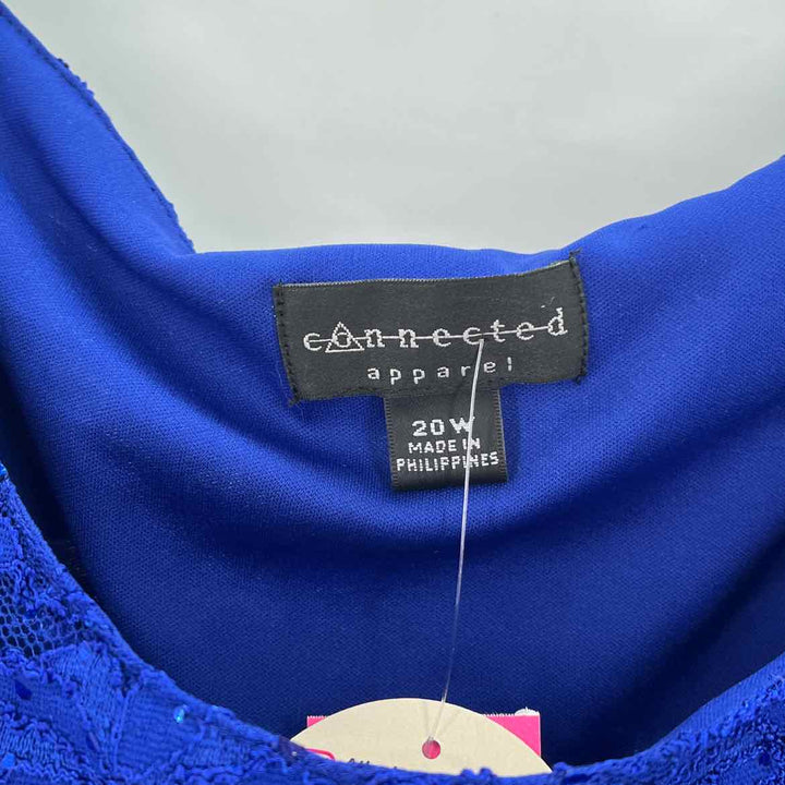 Size 20 CONNECTED APPAREL Royal Blue Lace Sequined Dress
