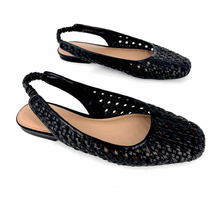 Shoe Size 9 Black Faux Leather Flats