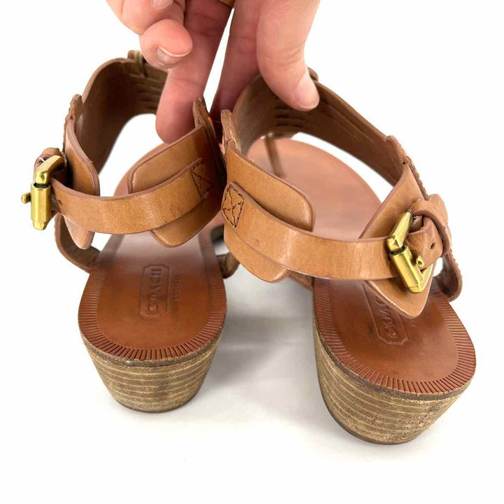 Shoe Size 8 Coach Camel Leather Sandals