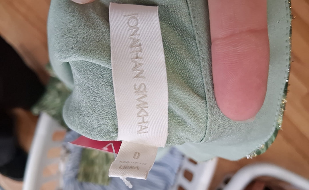 Size 0 JONATHAN SIMKHAI Green Sateen Luxury - Dress