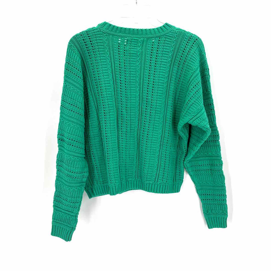 Size M CYNTHIA ROWLEY Green Knit Cotton Sweater