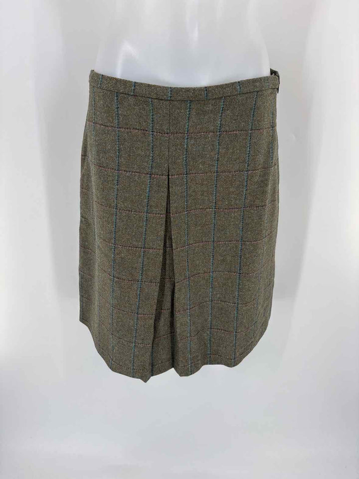 Size 8 Brooks Brothers Green Print Skirt