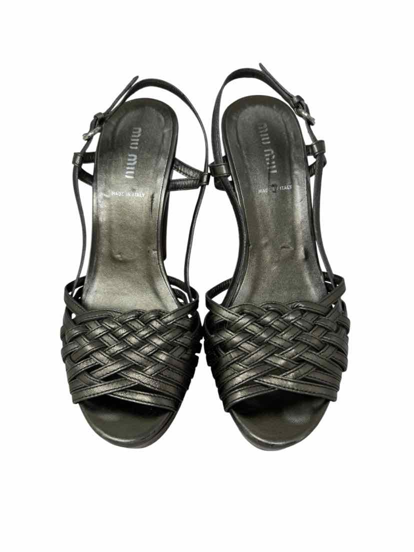 Shoe Size 37 MIU MIU Bronze Leather Sandals