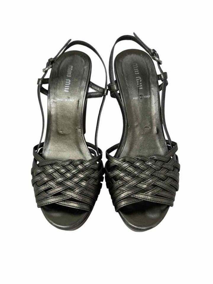 Shoe Size 37 MIU MIU Bronze Leather Sandals