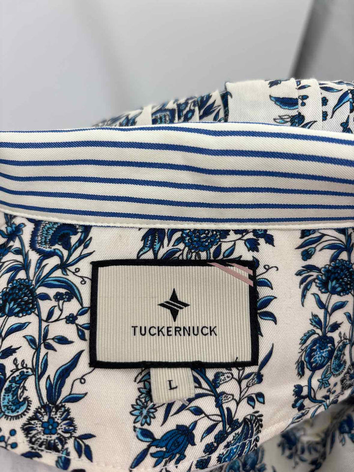 Size L TUCKERNUCK Navy Print Dress