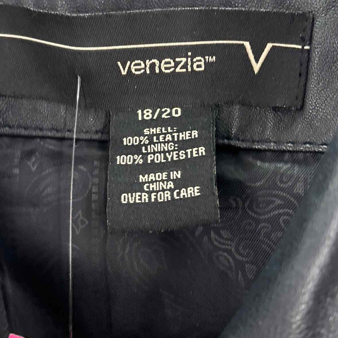 Size 18/20 VENEZIA Black Leather Jacket