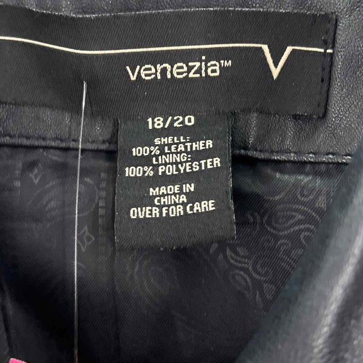 Size 18/20 VENEZIA Black Leather Jacket