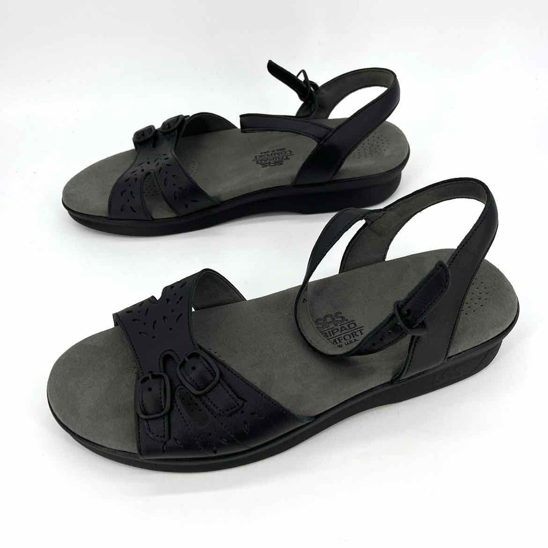Shoe Size 9 SAS Black Leather Sandals