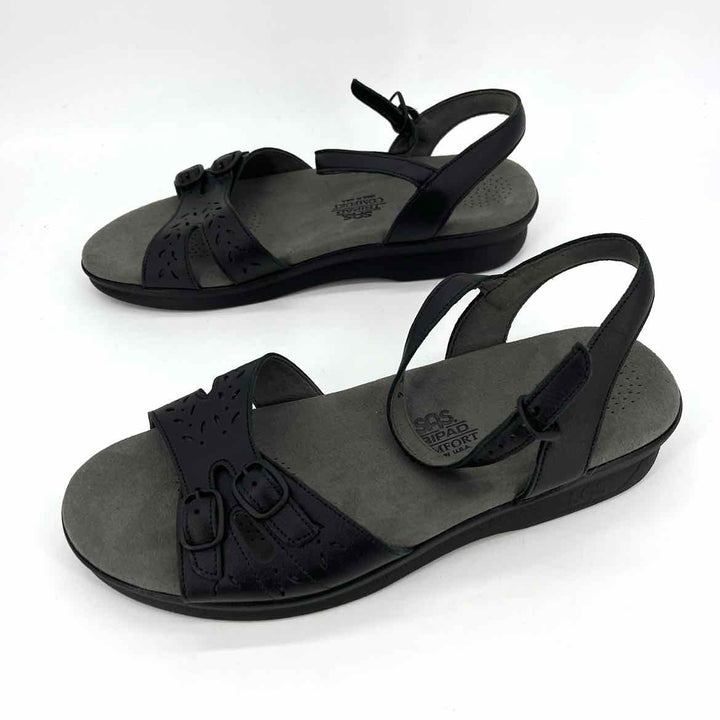 Shoe Size 9 SAS Black Leather Sandals