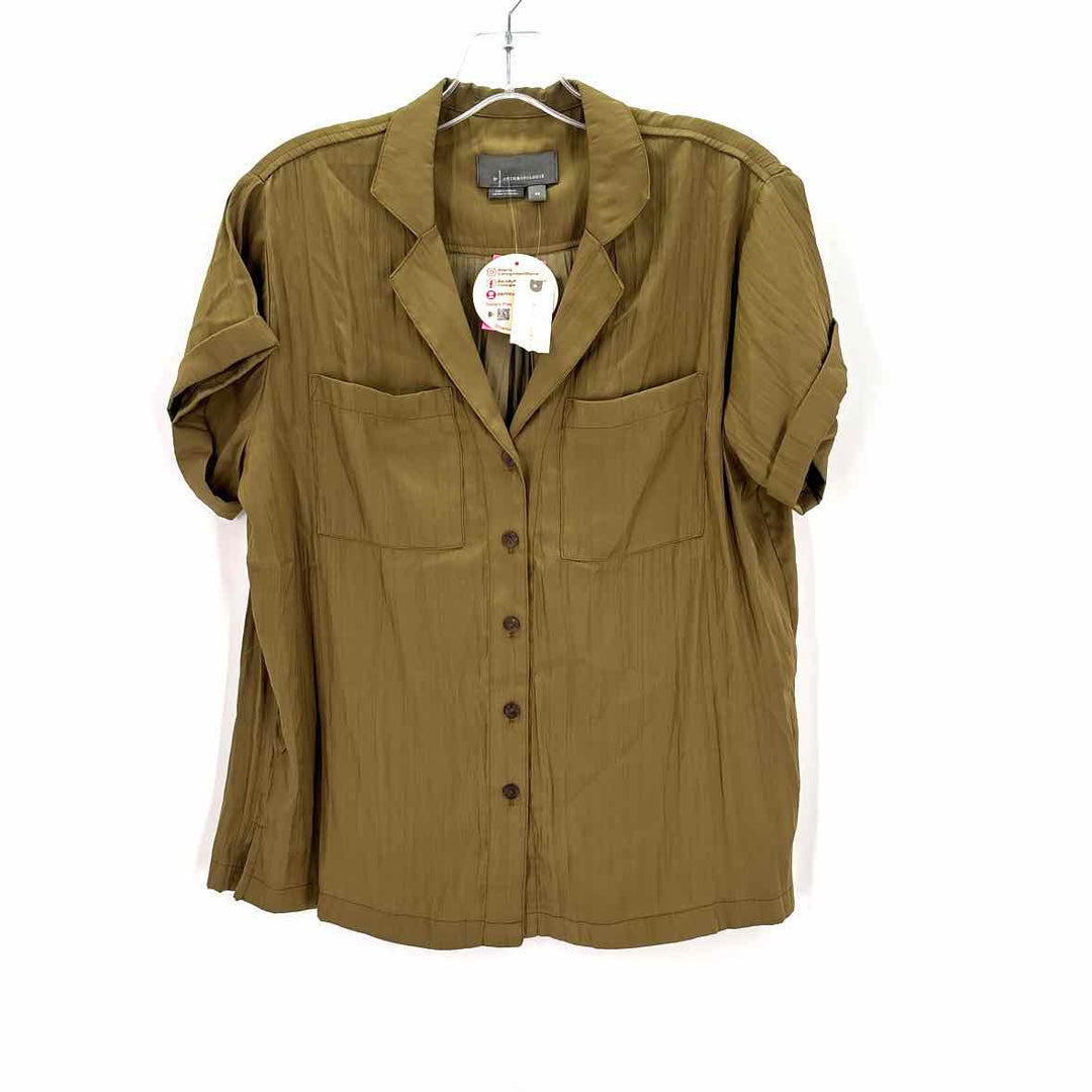 Size XS Anthropologie Olive Sateen Shirt