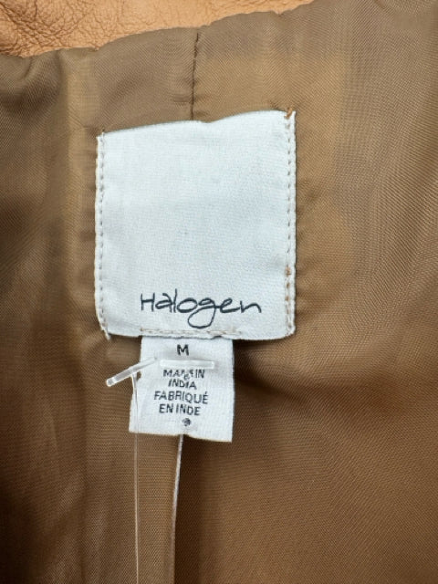 Size M HALOGEN Tan Leather Jacket