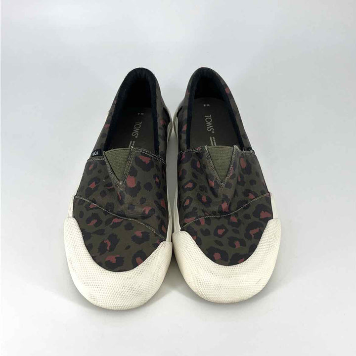 Shoe Size 8 Toms Olive Canvas Flats
