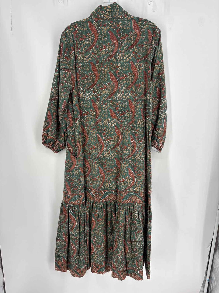 Size L VICTORIA DUNN Green Print Dress
