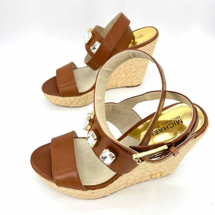Shoe Size 9.5 Michael Kors Brown Leather Wedge
