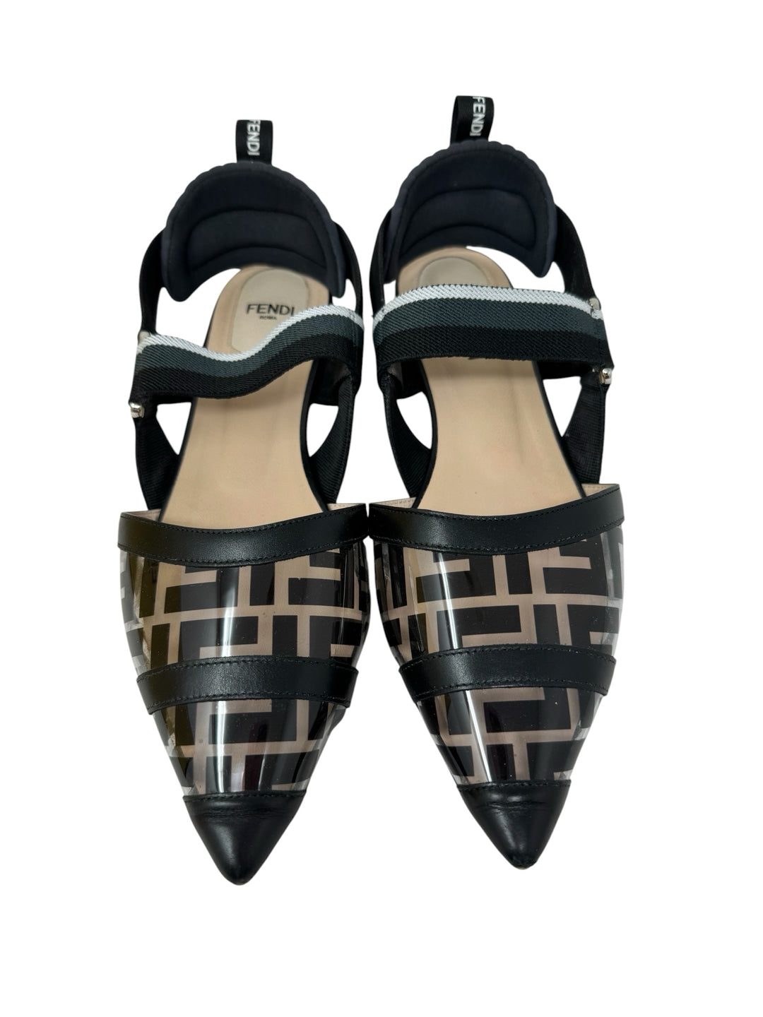 Shoe Size 39 Fendi Black Print Flats