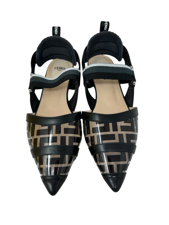 Shoe Size 39 Fendi Black Print Flats