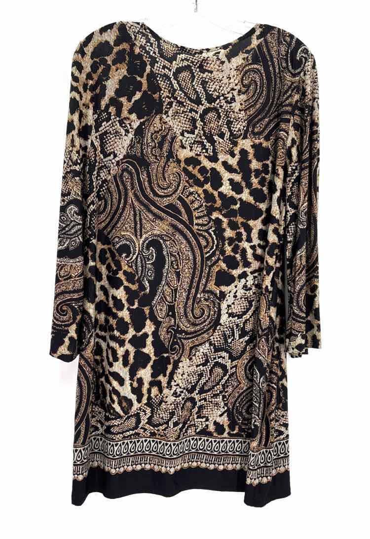 Size XL SUNNY LEIGH Brown Print Dress