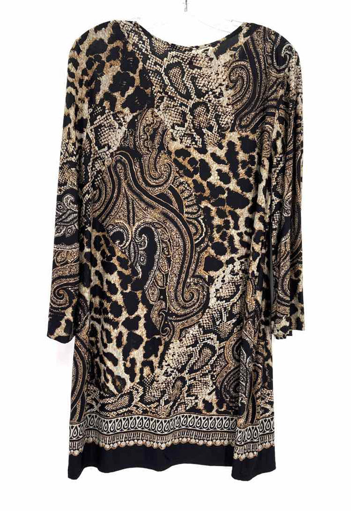 Size XL SUNNY LEIGH Brown Print Dress