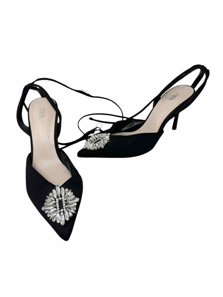Shoe Size 40 ZARA Black Sateen Pumps