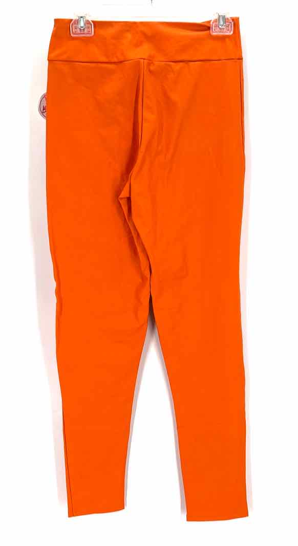 Size L Orange Faux Leather Leggings