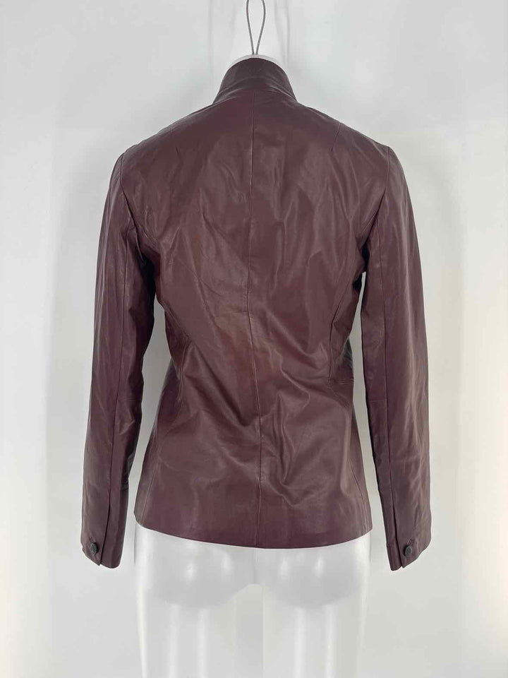 Size 4 RAG & BONE Burgundy Leather Luxury - Jacket