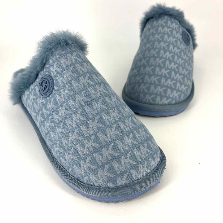 Michael Kors Blue Faux Fur Slippers