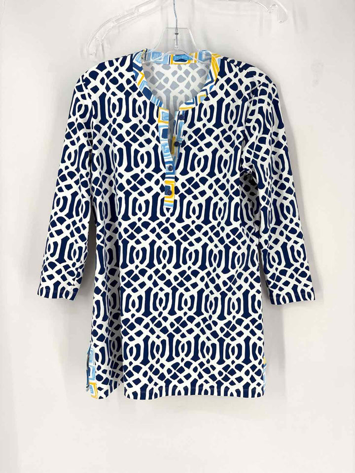 Size M J MCLAUGHLIN Navy Print Shirt