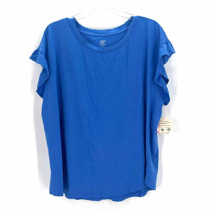 Size 2X CROWN & IVY Blue Knit Shirt