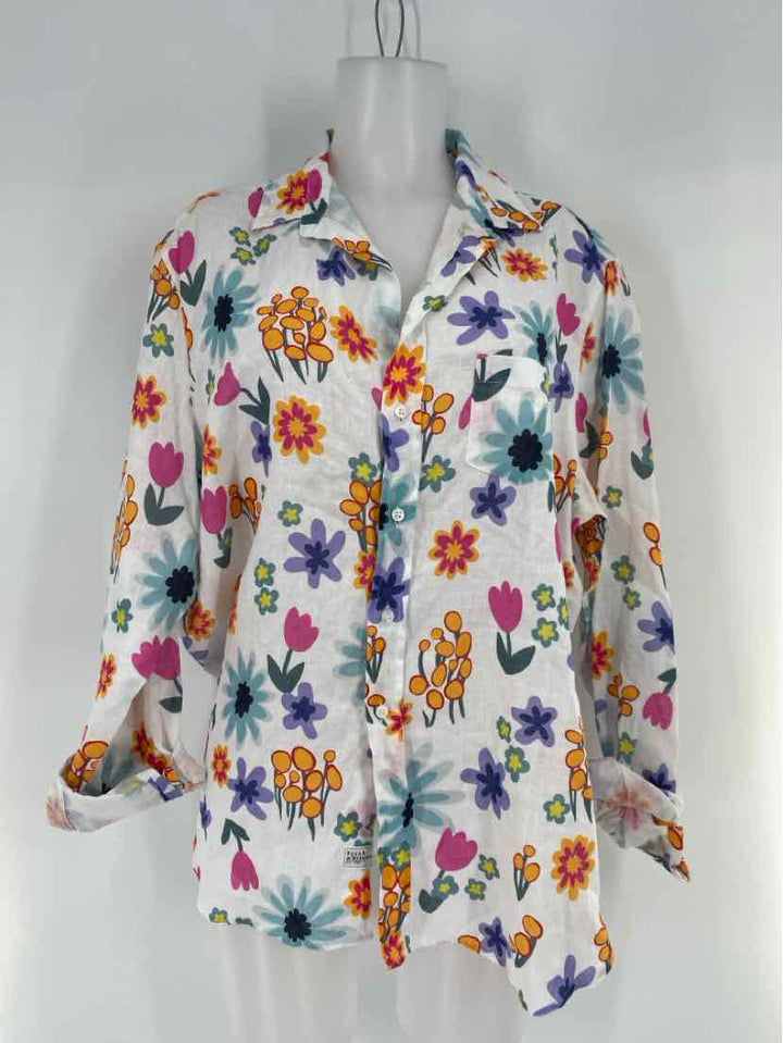 Size XL FRANK & EILEEN White Print Shirt