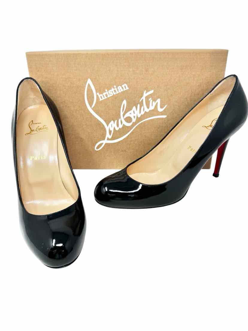 Shoe Size 39.5 CHRISTIAN LOUBOUTIN Black PATENT Luxury - Heels