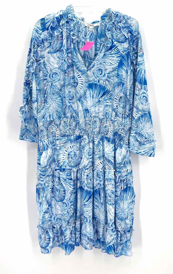 Size 14 Chico's Blue Print Dress