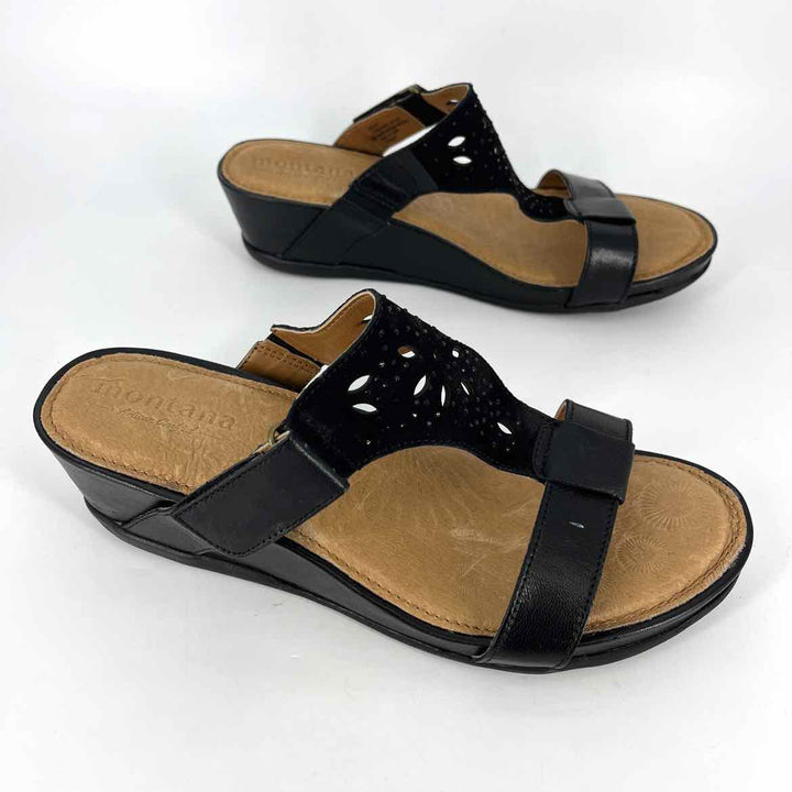 Shoe Size 10 Black Leather Wedge