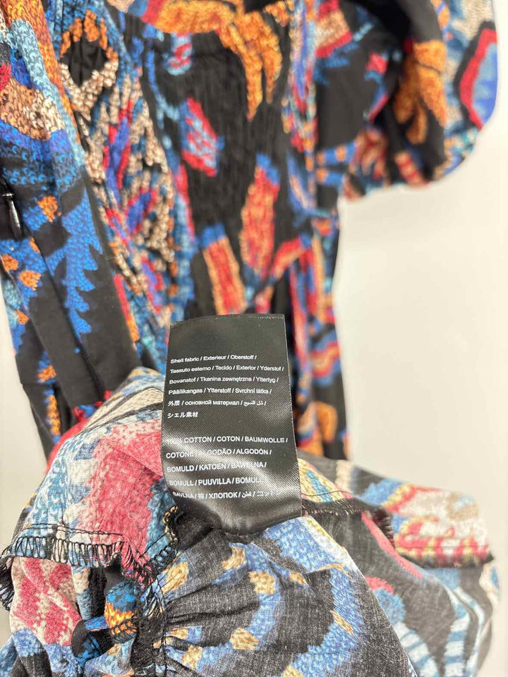 Size M FARM RIO Black Print Dress