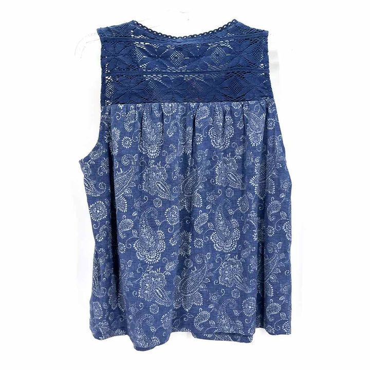 Size L WONDERLY Blue Crochet Knit Shirt