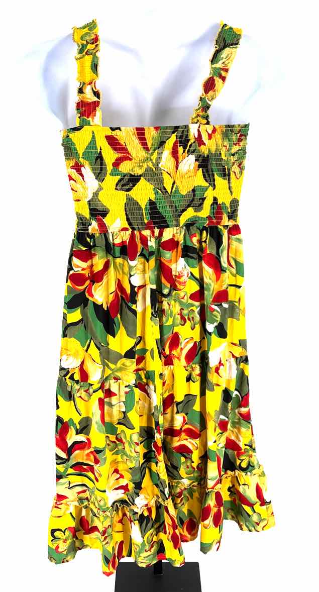 Size 1X Yellow Print Dress