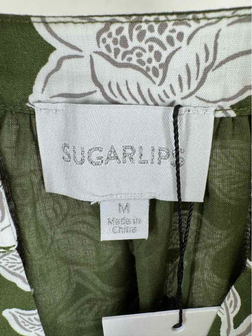 Size M SUGARLIPS Green Print Dress