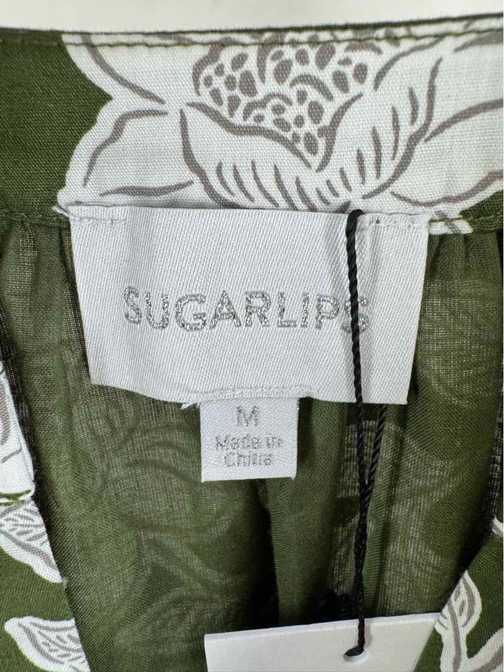 Size M SUGARLIPS Green Print Dress