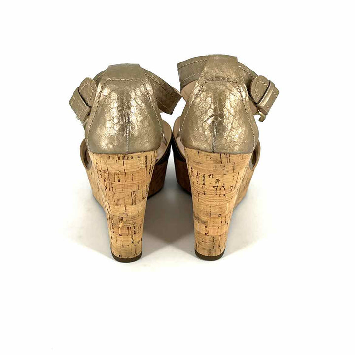 Shoe Size 9.5 FRANCO SARTO Gold Leather Wedge